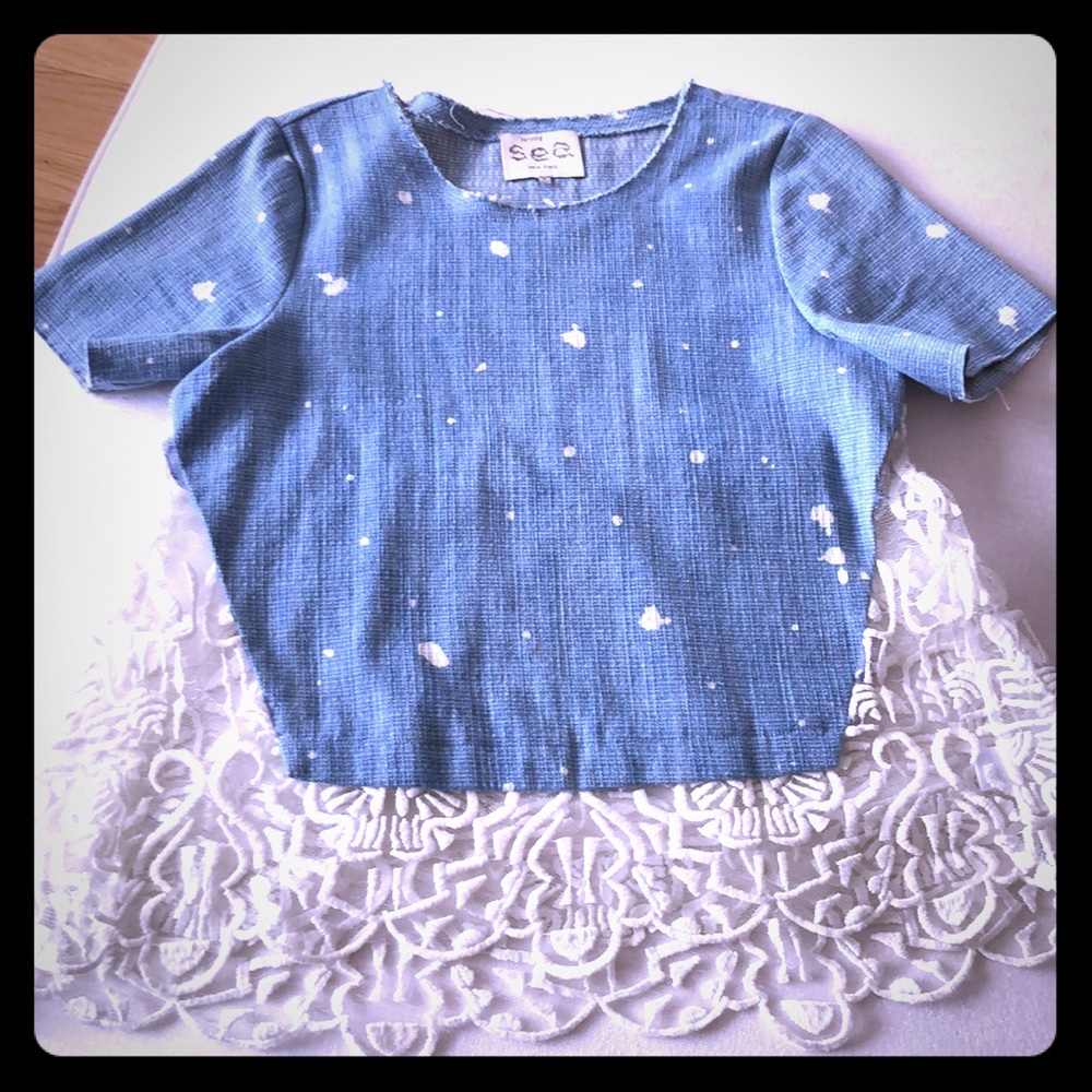 Cute denim and lace shirt